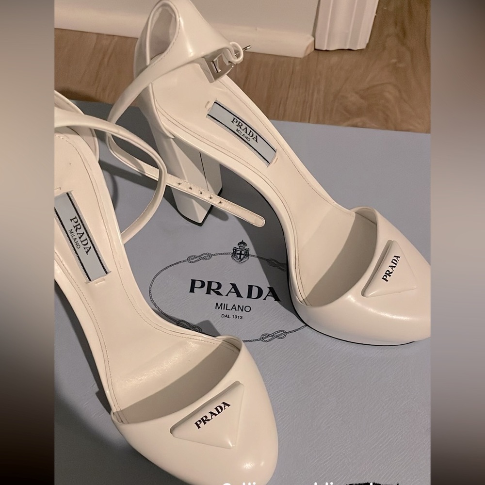 White Prada high heels